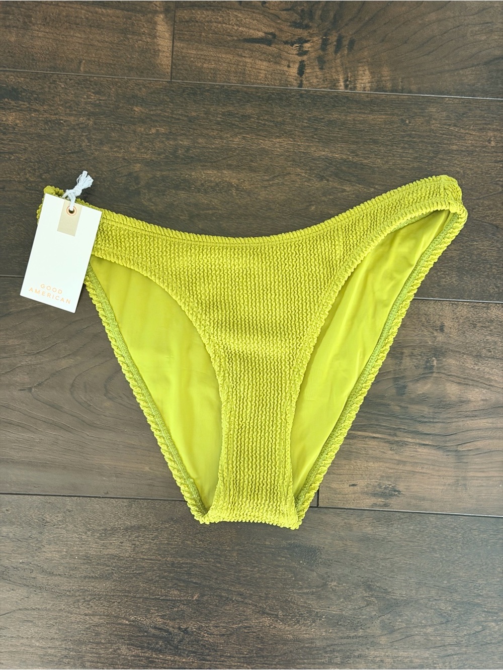 NWT Good American Crinkle Textured Green Bikini Bottoms - Size 1/2